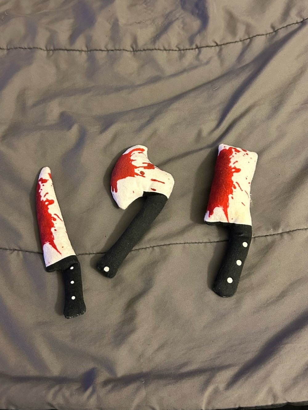 Set of 3 Plush Bloody Knife Cat Toys